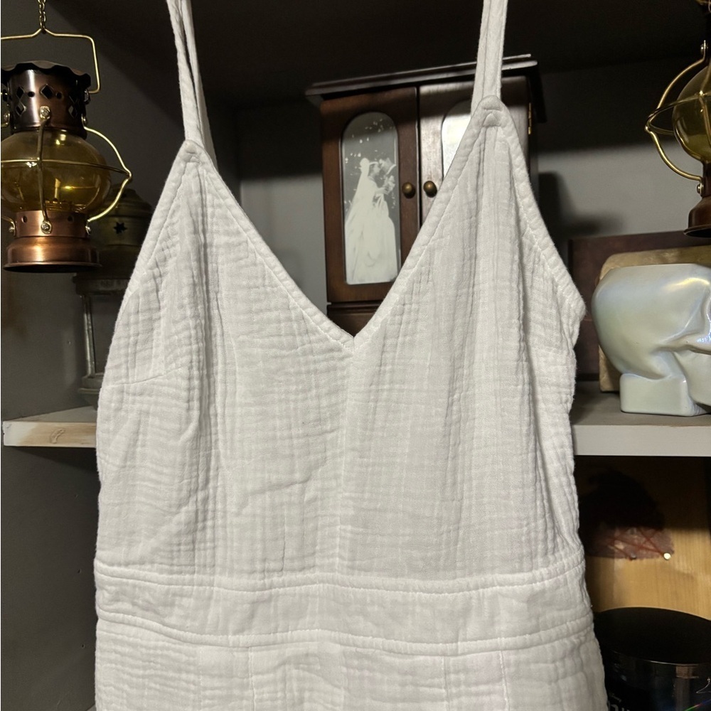 Lost in Lunar White Cotton Gauze Jumpsuit XS Wide Leg Minimalist - Picture 3 of 11
